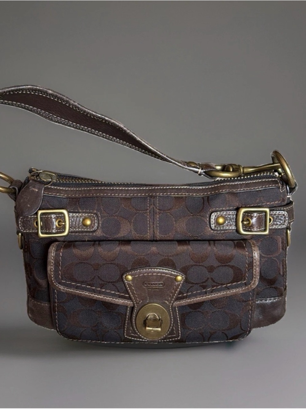 RARE AUTH COACH Legacy Leigh 11140 65th Anniversary Shoulder Bag Brown Jacquard